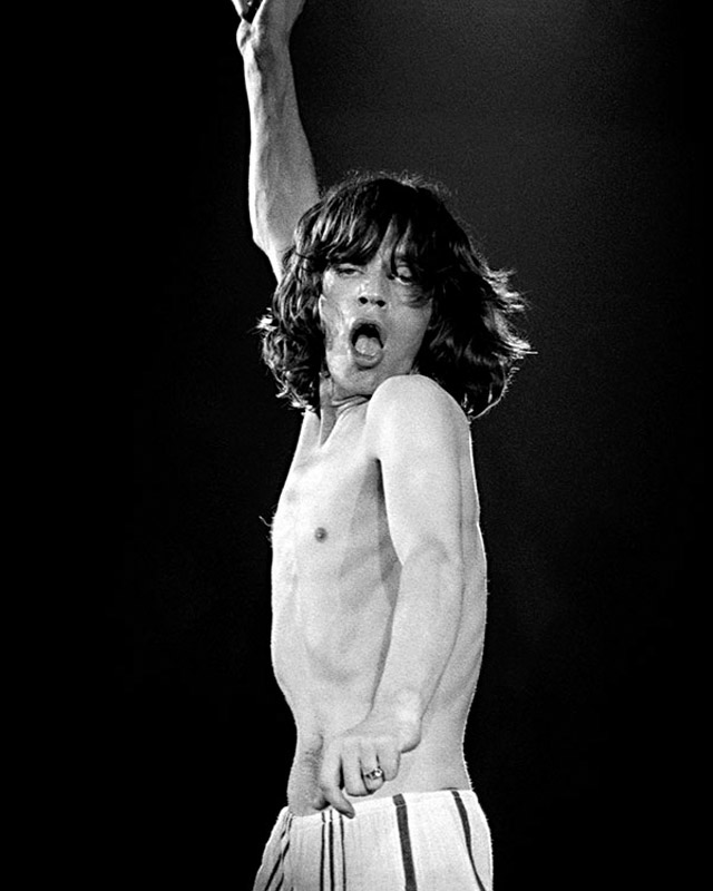 English singer-songwriter Mick Jagger on stage with The Rolling Stones at B...