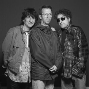 Ronnie Wood, Eric Clapton and Bob Dylan
